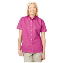 Blue Generation Ladies' 100% Cotton Twill Short Sleeve Shirt