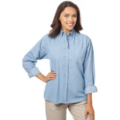 Blue Generation Ladies' 100% Cotton Denim Long Sleeve Shirt