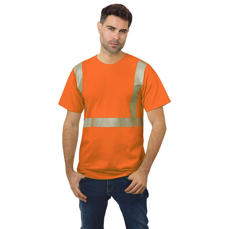 Bayside Hi-Vis 100% Cotton Crew Tee Segmented Striping 3 Bayside Hi-Vis 100% Cotton Crew Tee Segmented Striping