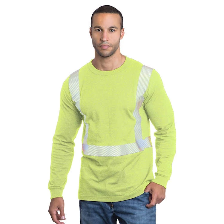 Bayside Hi-Vis 50/50 Long Sleeve Crew Tee Segmented Striping 3 Bayside Hi-Vis 50/50 Long Sleeve Crew Tee Segmented Striping