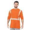 Bayside Hi-Vis 100% 6.1 Oz. Cotton Long Sleeve Pocket Crew Tee Segmented Striping -Carhartt Shop BY3712