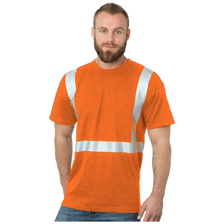 Bayside Hi-Vis 100% Cotton Crew Tee Solid Striping 3 Bayside Hi-Vis 100% Cotton Crew Tee Solid Striping
