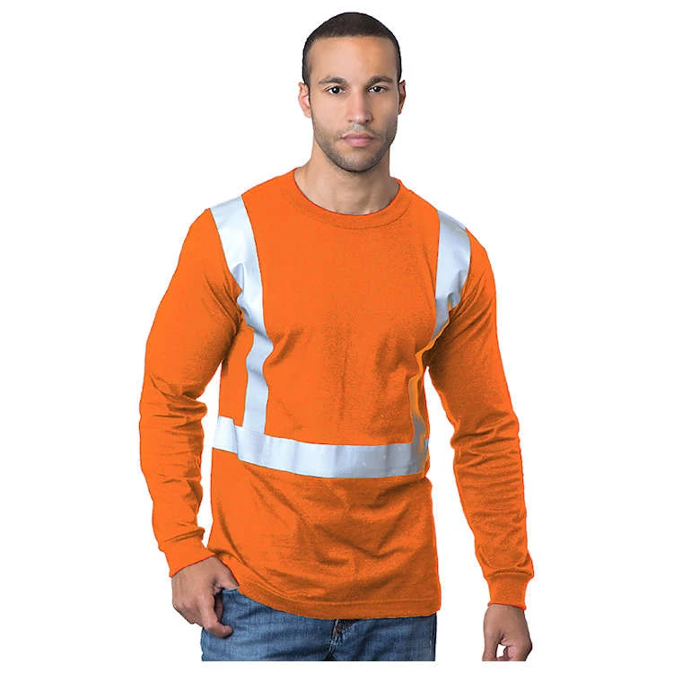 Bayside Hi-Vis 50/50 Long Sleeve Crew Tee Solid Striping 3 Bayside Hi-Vis 50/50 Long Sleeve Crew Tee Solid Striping