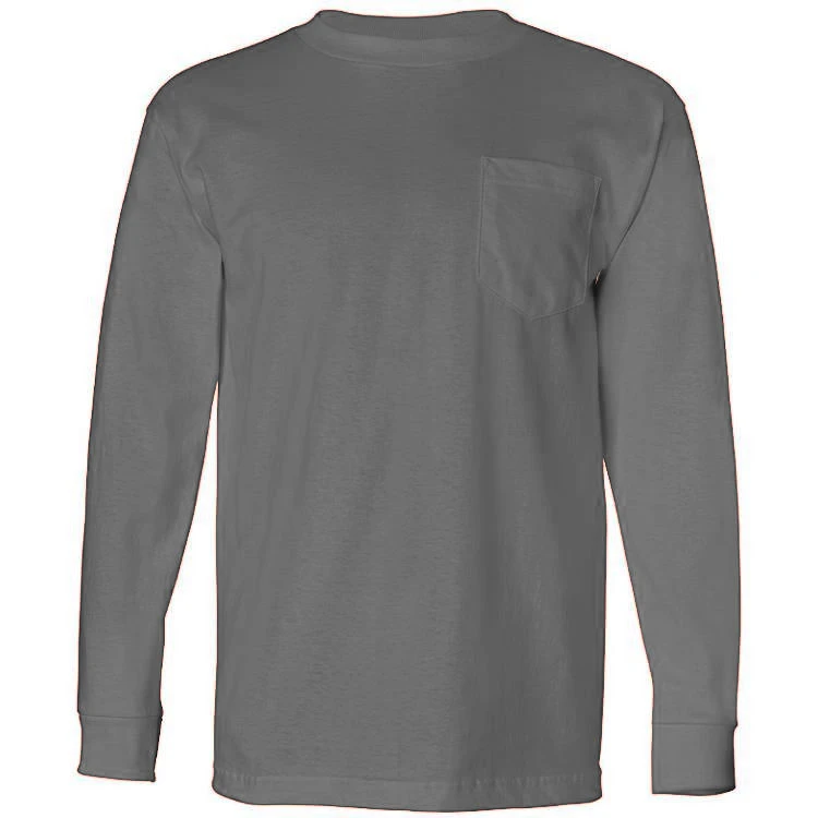 Bayside 6.1 Oz. Long Sleeve T-Shirt With Pocket 4 Bayside 6.1 Oz. Long Sleeve T-Shirt With Pocket - Image 2