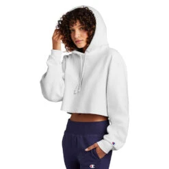 Champion ® Women’s Reverse Weave ® Cropped Cut-Off Hooded Sweatshirt -Carhartt Shop CHRW01W@4