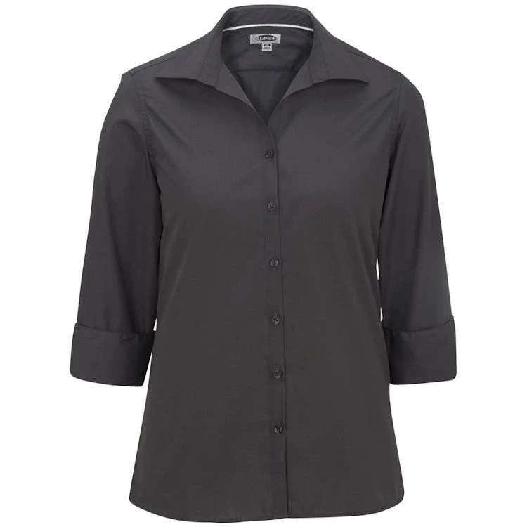 Edwards Women's 3/4 Sleeve Lightweight Open Neck Poplin Shirt 3 Edwards Women's 3/4 Sleeve Lightweight Open Neck Poplin Shirt