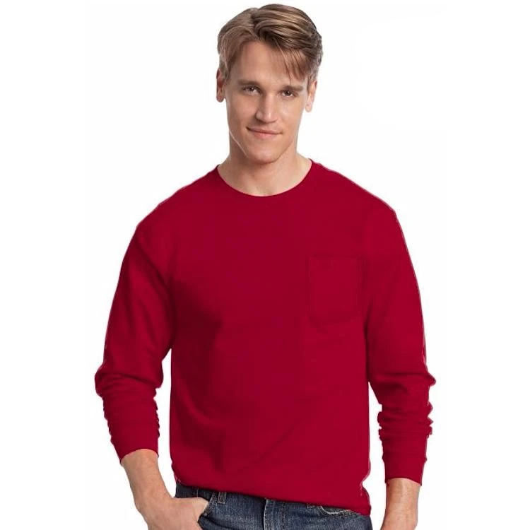 Hanes Tagless 6.0 Oz. Long Sleeve T-Shirt With Pocket 3 Hanes Tagless 6.0 Oz. Long Sleeve T-Shirt With Pocket