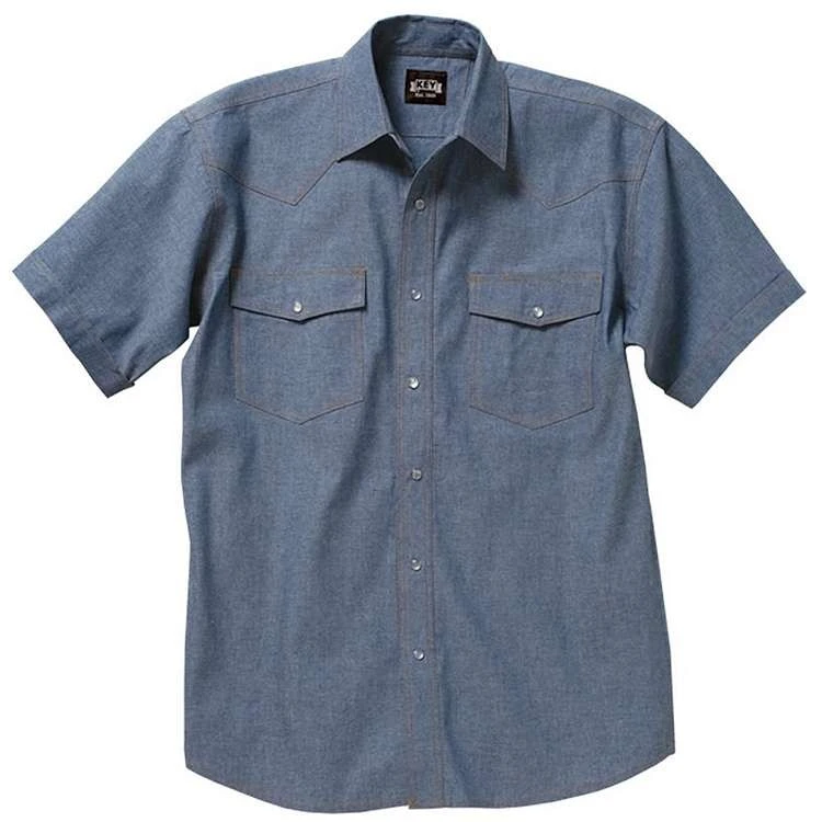 Key Pre-Washed Chambray Western Shirt, Short Sleeve 3 Key Pre-Washed Chambray Western Shirt, Short Sleeve