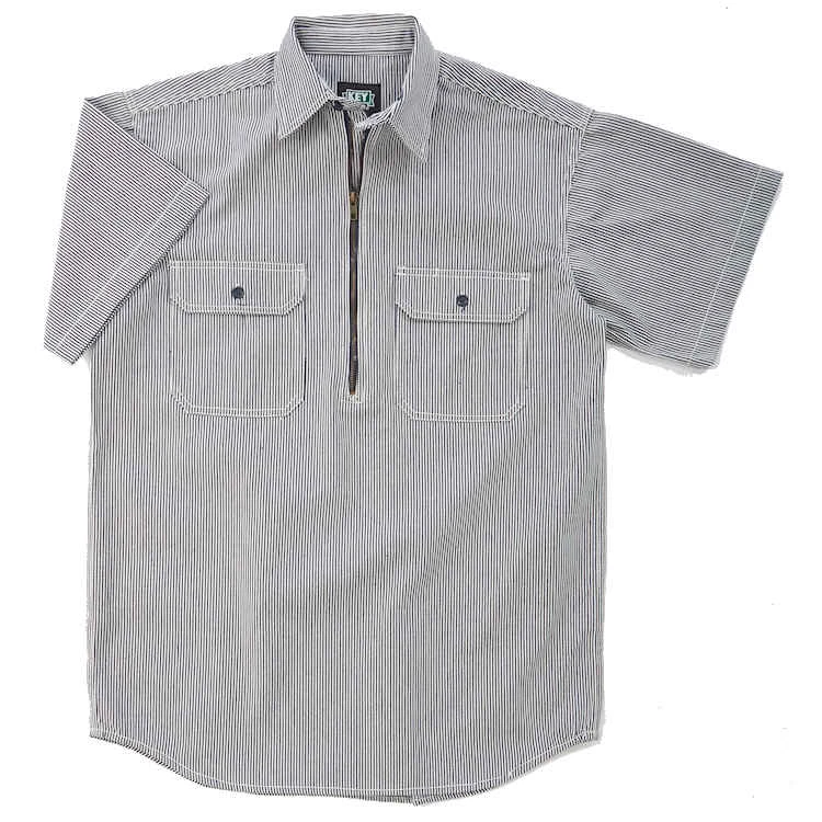 Key Hickory Stripe Logger Shirt, Zip Front, Short Sleeve 3 Key Hickory Stripe Logger Shirt, Zip Front, Short Sleeve