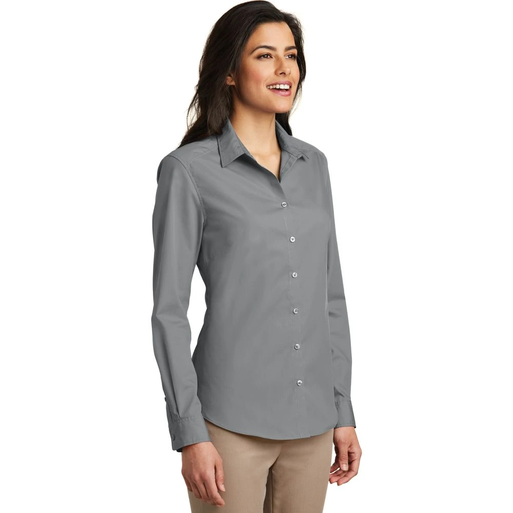 Ladies Long Sleeve Carefree Poplin Shirt 4 Ladies Long Sleeve Carefree Poplin Shirt - Image 2