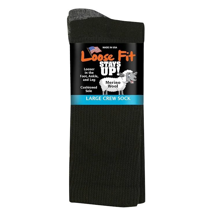 Extra Wide Sock Co Extra Wide Loose Fit Merino Wool Crew Socks - 2 Per Bag 3 Extra Wide Sock Co Extra Wide Loose Fit Merino Wool Crew Socks - 2 Per Bag
