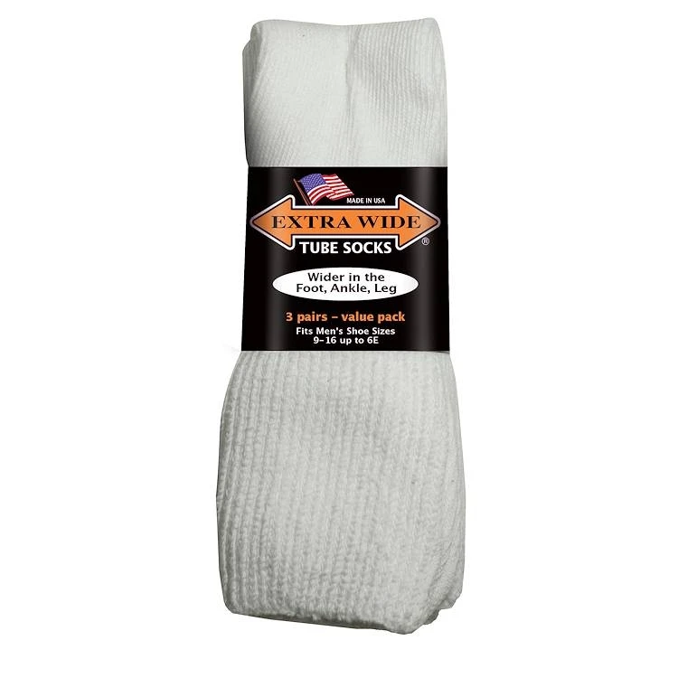 Extra Wide Sock Co Extra Wide Tube Socks - 3 Per Bag 3 Extra Wide Sock Co Extra Wide Tube Socks - 3 Per Bag